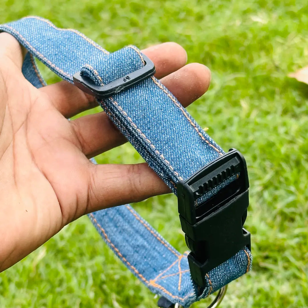 Classic Denim Dog Collar – Furry Forrest Edition | Stylish Collars For Dogs Furry Forrest