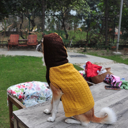 CozyHood Woolen Sweater for Dogs with Hood Furry Forrest