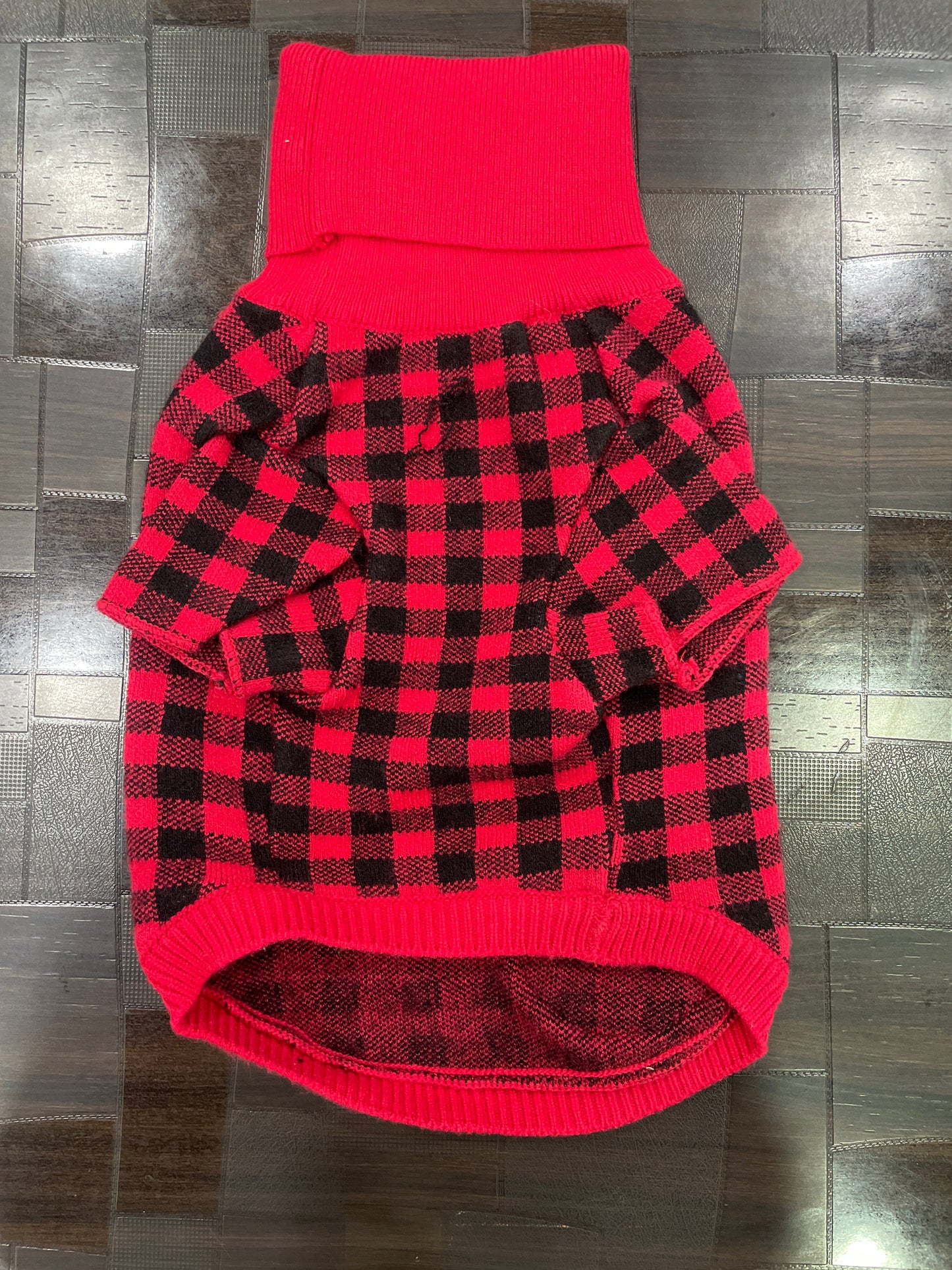 EcoCozy Turtleneck Pet Sweater Furry Forrest  Red/Black / 2XL