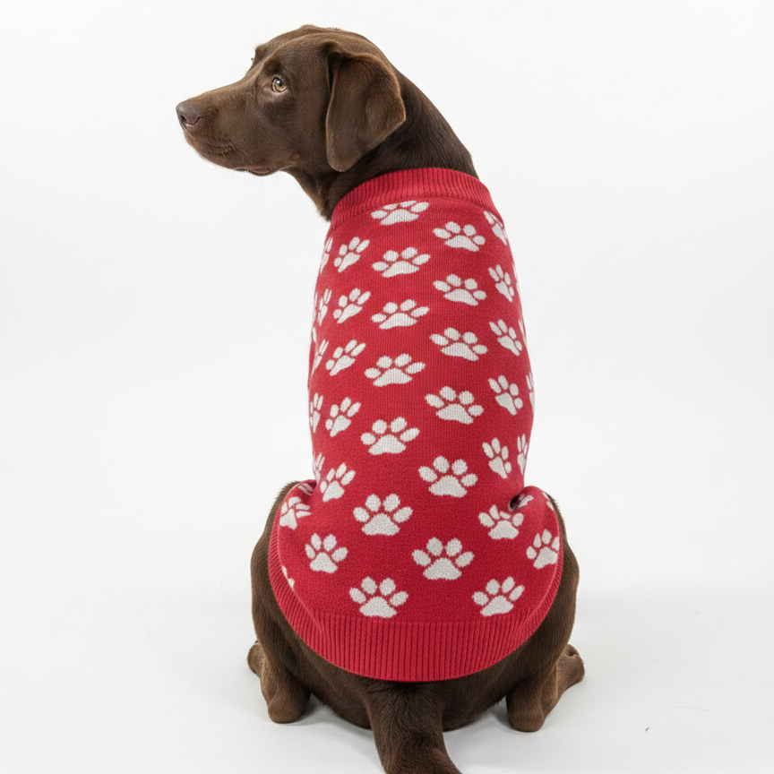 Signature Paw-Print Neck Adjustable Dog Sweater Furry Forrest