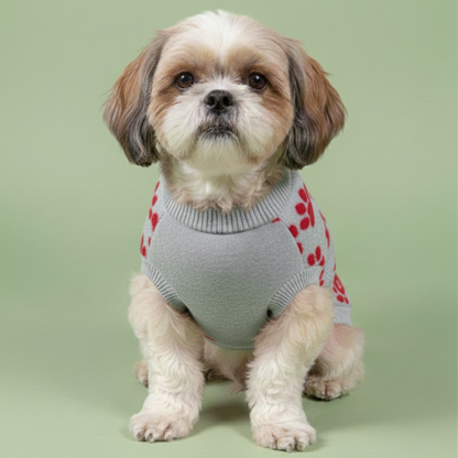 Signature Paw-Print Neck Adjustable Dog Sweater Furry Forrest