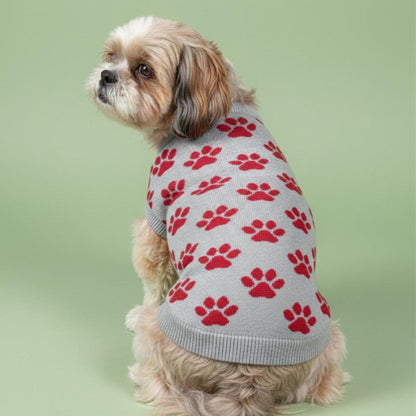 Signature Paw-Print Neck Adjustable Dog Sweater Furry Forrest